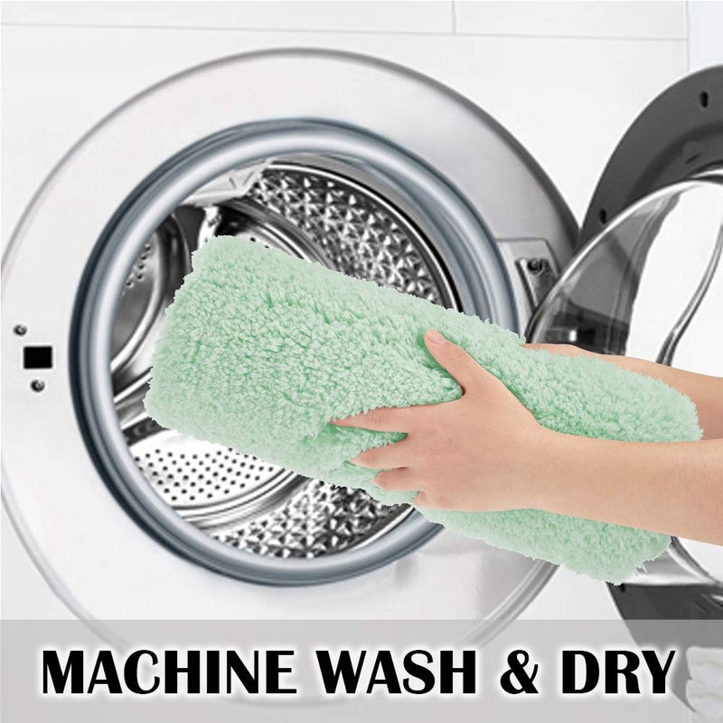 Suchtale Bathroom Contour Rug Non Slip Bath Mat Water Absorbent Soft Microfiber Shaggy Bathroom Mat Machine Washable Bath Rug for Bathroom Thick Plush U Shape Toilet Rug (20 x 24, Pale Green) - Image 4